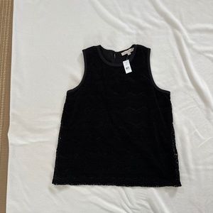 Black sleeveless brushed velvet top